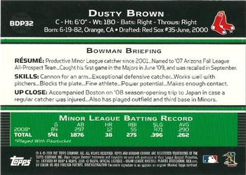 2009 Bowman Draft Picks & Prospects - Chrome #BDP32 Dusty Brown Back