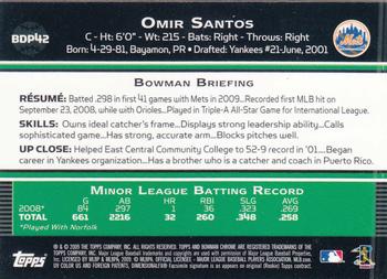 2009 Bowman Draft Picks & Prospects - Chrome #BDP42 Omir Santos Back