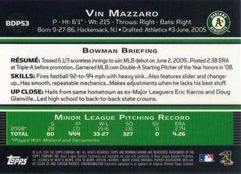 2009 Bowman Draft Picks & Prospects - Chrome #BDP53 Vin Mazzaro Back