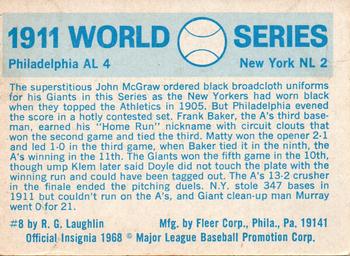1970 Fleer World Series #8 1911 - Giants vs. A's - John McGraw Back