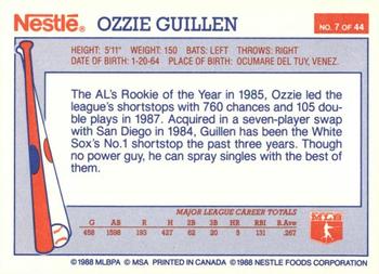1988 Nestle Dream Team #7 Ozzie Guillen Back