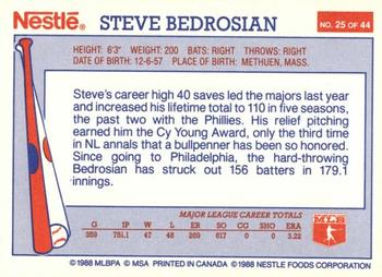 1988 Nestle Dream Team #25 Steve Bedrosian Back