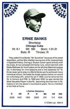 1984 TCMA Greats #9 Ernie Banks Back