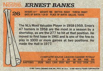 1987 Topps Nestle All Time Dream Team #26 Ernie Banks Back