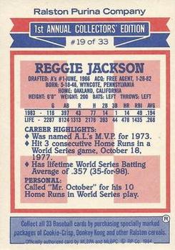 1984 Topps Ralston Purina #19 Reggie Jackson Back