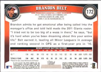 2011 Topps Chrome #172 Brandon Belt Back