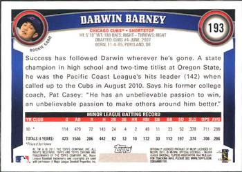 2011 Topps Chrome #193 Darwin Barney Back