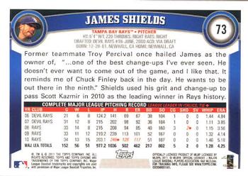 2011 Topps Chrome #73 James Shields Back