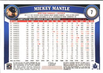 2011 Topps Chrome #7 Mickey Mantle Back