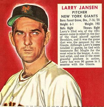 1952 Red Man #NL10 Larry Jansen Front