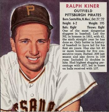 1952 Red Man #NL12 Ralph Kiner Front