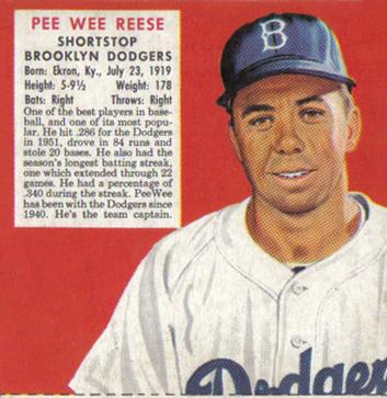 1952 Red Man #NL17 Pee Wee Reese Front