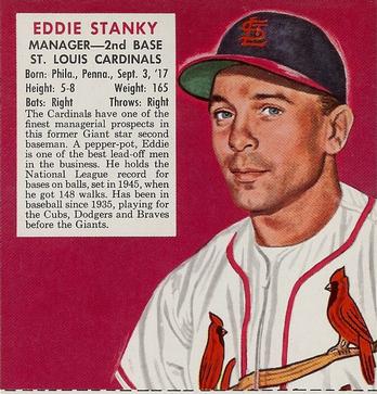 1952 Red Man #NL23 Eddie Stanky Front