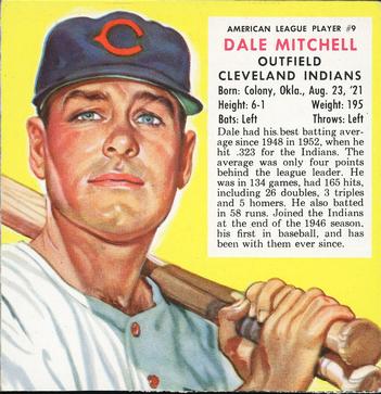 1953 Red Man #AL9 Dale Mitchell Front