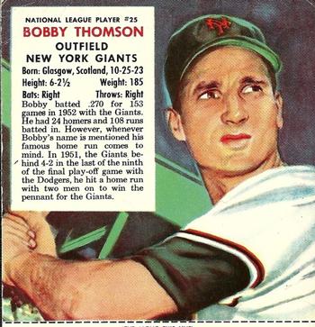 1953 Red Man #NL25 Bobby Thomson Front