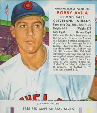 1955 Red Man #AL15 Bobby Avila Front