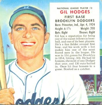 1955 Red Man #NL3 Gil Hodges Front