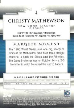 2011 Topps Marquee #4 Christy Mathewson Back