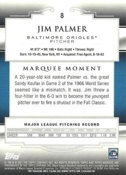 2011 Topps Marquee #8 Jim Palmer Back