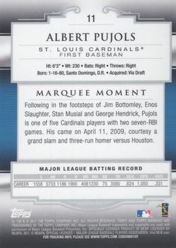 2011 Topps Marquee #11 Albert Pujols Back