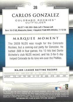 2011 Topps Marquee #28 Carlos Gonzalez Back