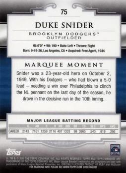 2011 Topps Marquee #75 Duke Snider Back