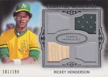 2011 Topps Marquee - Gametime Mementos Quad Relics #GMQR-1 Rickey Henderson Front