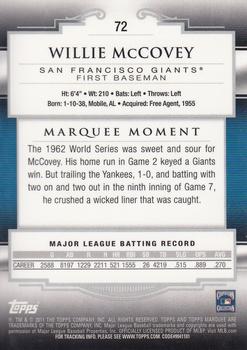 2011 Topps Marquee - Gold #72 Willie McCovey Back