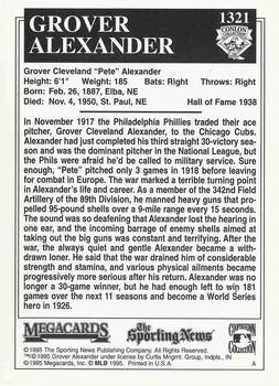 1995 Conlon Collection TSN #1321 Grover Cleveland Alexander Back