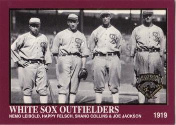 1994 Conlon Collection TSN - Burgundy #1042 1919 White Sox Outfielders (Nemo Leibold / Happy Felsch / Shano Collins / Joe Jackson) Front