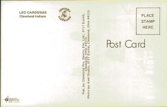 1973 Cleveland Indians Postcards #NNO Leo Cardenas Back