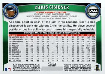 2011 Topps Update #US222 Chris Gimenez Back