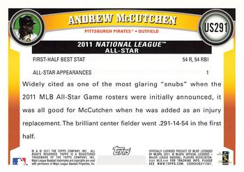 2011 Topps Update #US291 Andrew McCutchen Back
