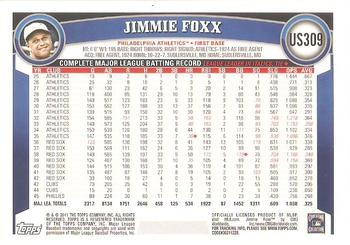 2011 Topps Update #US309 Jimmie Foxx Back