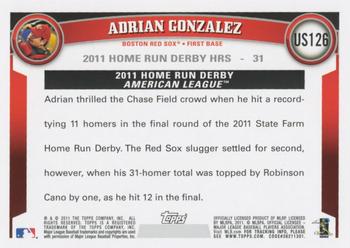 2011 Topps Update #US126 Adrian Gonzalez Back
