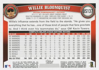 2011 Topps Update #US137 Willie Bloomquist Back