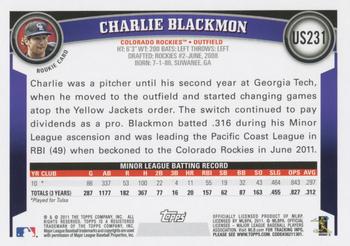 2011 Topps Update #US231 Charlie Blackmon Back