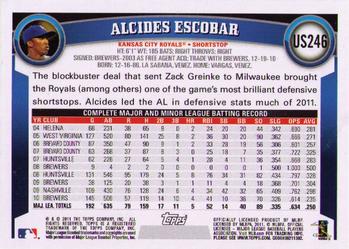 2011 Topps Update #US246 Alcides Escobar Back