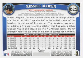2011 Topps Update #US320 Russell Martin Back