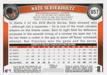 2011 Topps Update #US7 Nate Schierholtz Back