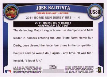 2011 Topps Update #US80 Jose Bautista Back