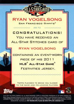 2011 Topps Update - All-Star Stitches #AS-72 Ryan Vogelsong Back