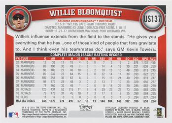 2011 Topps Update - Cognac Diamond Anniversary #US137 Willie Bloomquist Back