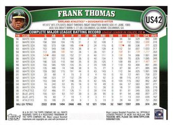 2011 Topps Update - Diamond Anniversary #US42 Frank Thomas Back
