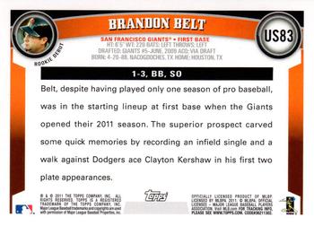 2011 Topps Update - Diamond Anniversary #US83 Brandon Belt Back