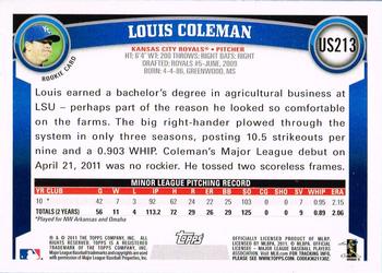 2011 Topps Update - Diamond Anniversary #US213 Louis Coleman Back
