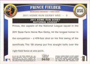 2011 Topps Update - Black #US6 Prince Fielder Back