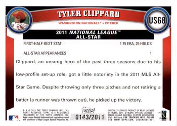 2011 Topps Update - Gold #US68 Tyler Clippard Back