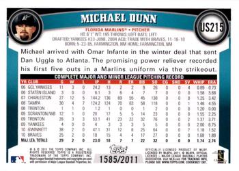2011 Topps Update - Gold #US215 Michael Dunn Back