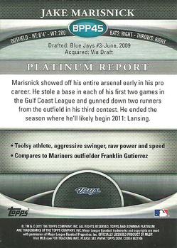 2011 Bowman Platinum - Prospects #BPP45 Jake Marisnick Back